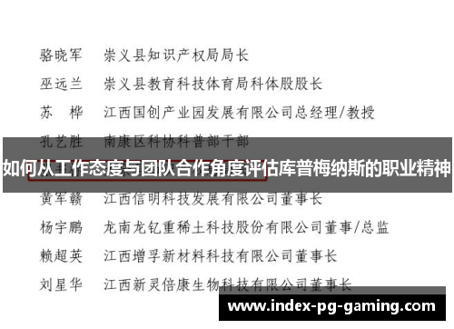 如何从工作态度与团队合作角度评估库普梅纳斯的职业精神 如何从工作态度与团队合作角度评估库普梅纳斯的职业精神